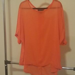 Orange see through blouse